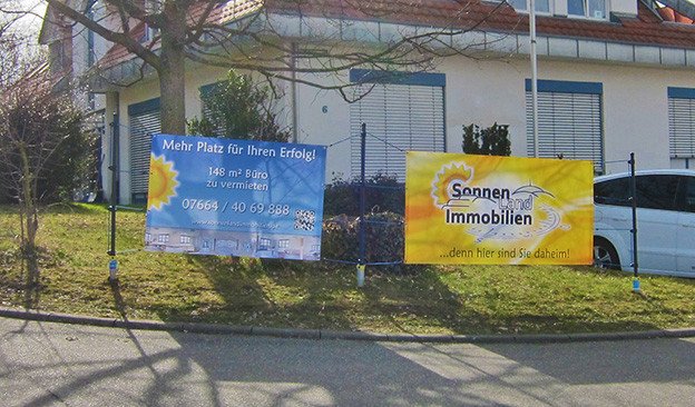 Gartenwerbung Sonnenland-Immobilienmakler-Objektwerbung-Individuell