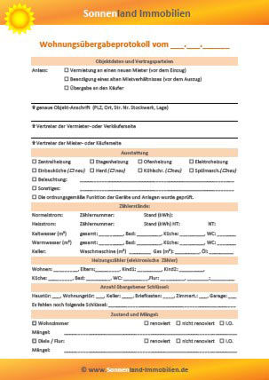 Wohnungsübergabeprotkoll Formular Das Formular zum Wohnungsübergabeprotokoll...