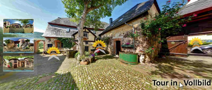 Link zur virtuellen Besichtigung des Echternacher Hofes Bild vom Echternacher Hof - Blick in den historischen Innenhof - Beispiel vom Makler Freiburg