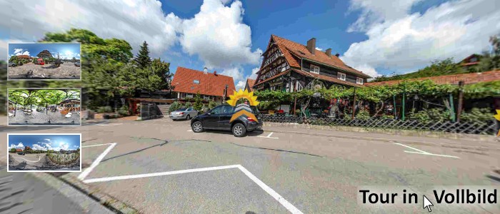 Link zur virtuellen Besichtigung des Knusperhäuschens Blick zum Knusperhäuschen - einer denkmalgeschützten Immobilie - Beispiel des Immobilienmakler Freiburg